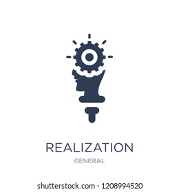 realization icon. Trendy flat vector realization icon on white background from General collection, vector illustration can be use for web and mobile, eps10