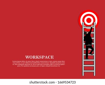 Realization of money potential. Character climbs on columns of coins. Businessman increases his income. Worker runs up the career ladder. Conceptual vector illustration EPS 10 isolated on white.
