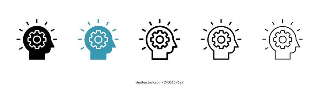 Realization vector icon set. Understand head vector illustration. Thinking comprehension sign for Ui designs.