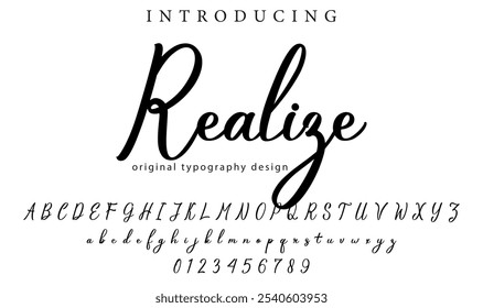 Realize Font Stylish brush painted an uppercase vector letters, alphabet, typeface