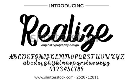 Realize Font Stylish brush painted an uppercase vector letters, alphabet, typeface