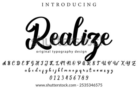 Realize Font Stylish brush painted an uppercase vector letters, alphabet, typeface