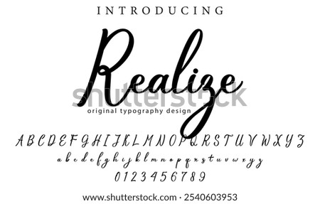Realize Font Stylish brush painted an uppercase vector letters, alphabet, typeface