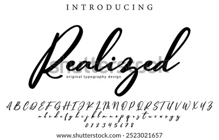 Realized Font Stylish brush painted an uppercase vector letters, alphabet, typeface