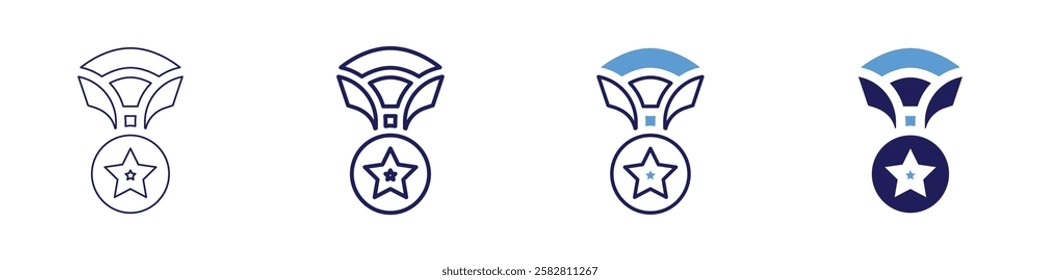 Realizing achievement icon in 4 different styles. Thin Line, Line, Bold Line, Duotone. Duotone style. Editable stroke.