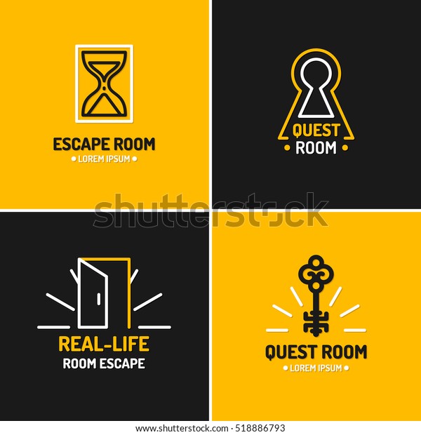 実生活の部屋の脱出 クエストルームのロゴ のベクター画像素材 ロイヤリティフリー