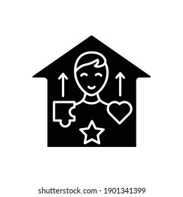 Real-life skills glyph icon .Child develop talents. Home education concept. Distant remote teaching and homeschooling. Isolated silhouette vector illustration