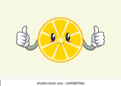 EN REALIDAD, ATENCIÓN, CARA CONFUSA. Ilustración de mascota de doble movimiento. Fruta de limón de rebanada