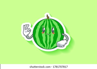 EN REALIDAD, ATENTIVO, CONFUSO, Emoción facial. Buen Gesto De Mano. Dibujo de dibujos de mascotas con dibujos animados con frutas de sandía.
