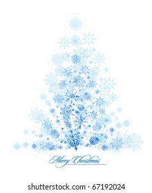 Really Cold, Freezing Christmas Tree made of Snowflakes | Greeting Card Background