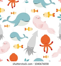 Really cute cartoon Wild Animals seamless pattern vector illustration