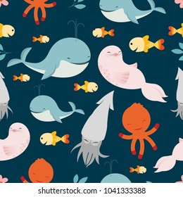 Really cute cartoon Wild Animals seamless pattern vector illustration