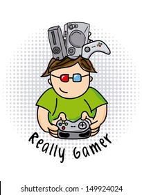 really gamer  over white background vector illustration 
