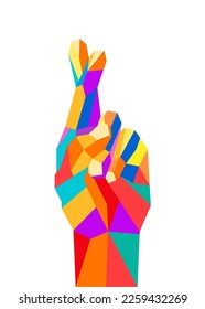 Really love symbol playfull illustration hand with colorful WPAP style editable