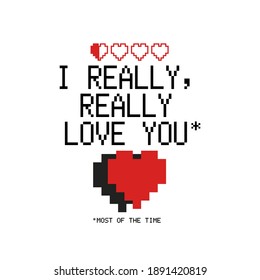 I Really Love You logo template. Happy valentines day card with hearts. Holiday design for t shirt, mugs and posters. Stock vector illustration