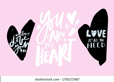 Really love you. You are my heart. Love. Hand lettering illustration for your design