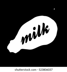 Really milk stain - silhouette. Isolated on black background. Vector. Eps 10.