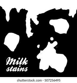 Really milk stains - set of silhouettes. Isolated on black background. Vector. Eps 10