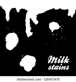 Really milk stains - set of silhouettes. Isolated on black background. Vector. Eps 10