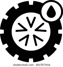 Really Slow Leaked Tire Concept, Water Damaged Tyre Vector Glyph Icon Design, Rim Side Leaky, Tyre Repair and Auto Shop Symbol on White background, 