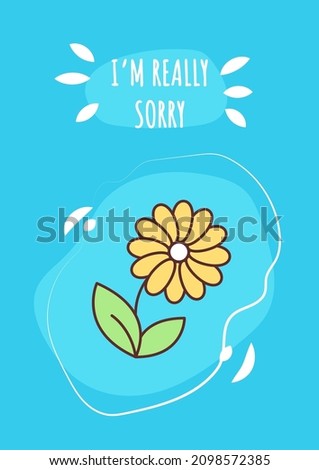 I am really sorry greeting card with color icon element. Regret and confession. Postcard vector design. Decorative flyer with creative illustration. Notecard with congratulatory message