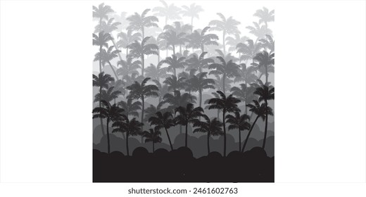 In the realm of digital art, the portrayal of a grey palm tree forest in vector form transcends the boundaries of reality, offering a mesmerizing fusion of precision and imagination.

