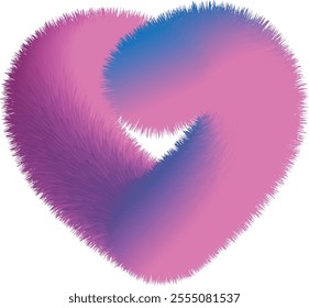 Realstic  love shape 3D fur effect.