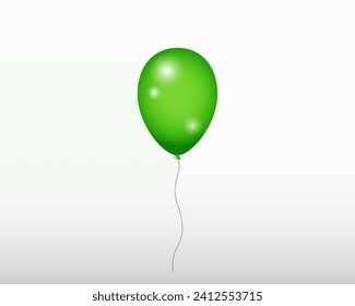 Realstic vector green balloon illustration. Birthday baloon flying for party banner. 