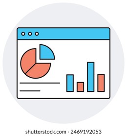 Real-Time Analytics Dashboard for Business Insights, Interactive Data Visualization and Performance Tracking Dashboard icon illustration