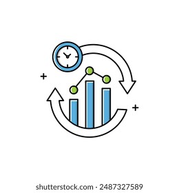 Análisis en tiempo real, Monitoreo en tiempo real, Análisis de datos en vivo Icono de Vector Diseño