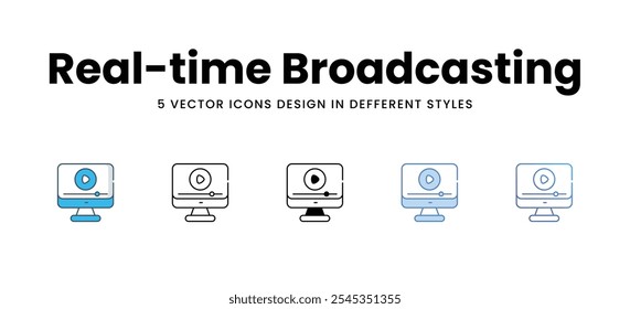 Em tempo real Difusão de ícones de vetor de estilo diferente ilustração de estoque de vetor