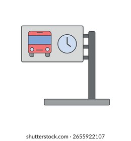 Real-time bus display icon with clock — ideal for smart transit systems, commuter apps, and digital public transportation interfaces.