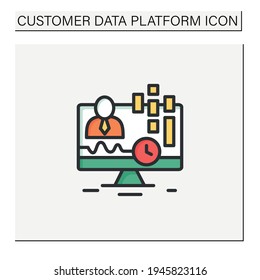 Real-time customer data color icon. Concentrates on real-time data captured from clients. Customer data concept. Isolated vector illustration