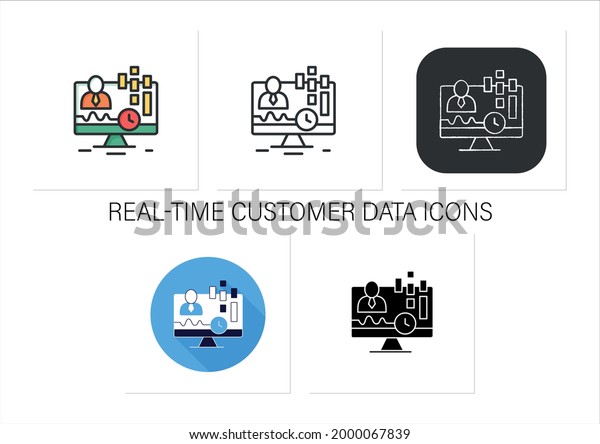 Realtime Customer Data Icons Set Concentrates Stock Vector (Royalty ...