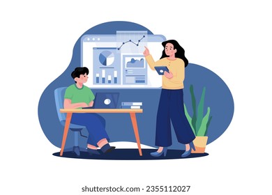 Real-time Data Analysis Illustration concept on white background