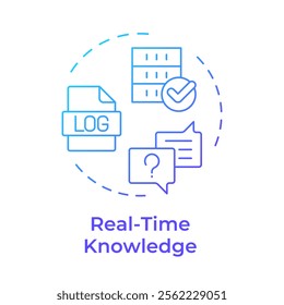 Real-time knowledge blue gradient concept icon. Tracking and monitoring. Field service management. Round shape line illustration. Abstract idea. Graphic design. Easy to use in article