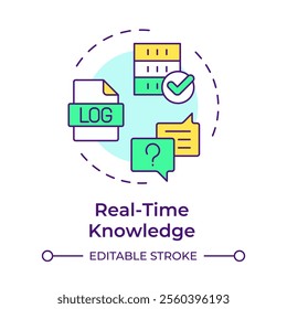 Real-time knowledge multi color concept icon. Tracking and monitoring. Field service management. Round shape line illustration. Abstract idea. Graphic design. Easy to use in article