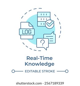 Real-time knowledge soft blue concept icon. Tracking and monitoring. Field service management. Round shape line illustration. Abstract idea. Graphic design. Easy to use in article