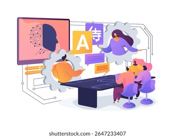 Real-Time Language Translation Tools abstract concept vector illustration. AI-powered translation tools enable seamless collaboration among multilingual teams. abstract metaphor.