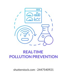 Realtime pollution prevention blue gradient concept icon. Waste creation, environmental impact. Round shape line illustration. Abstract idea. Graphic design. Easy to use presentation, article