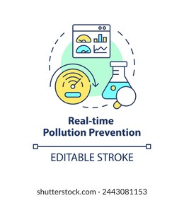 Realtime pollution prevention multi color concept icon. Waste creation, environmental impact. Round shape line illustration. Abstract idea. Graphic design. Easy to use presentation, article