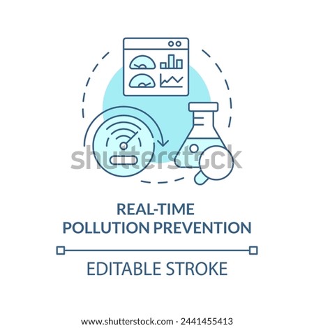 Realtime pollution prevention soft blue concept icon. Waste creation, environmental impact. Round shape line illustration. Abstract idea. Graphic design. Easy to use presentation, article