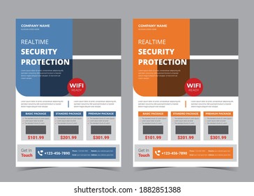 Realtime security system protection flyer, a4, vector