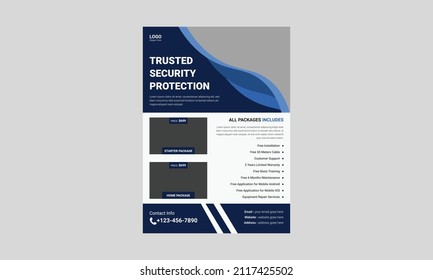Realtime security system protection flyer, Trusted security poster leaflet template design, a4, vector, cover, poster, print ready