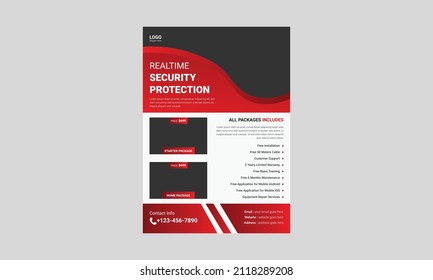 Realtime security system protection flyer, Trusted security poster leaflet template design, a4, vector, cover, poster, print ready