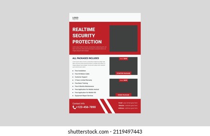 Realtime security system protection flyer, Trusted security poster leaflet template design, a4, vector, cover, poster, print ready