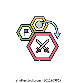 Real-time strategy game сolor line icon. Computer games genres. Pictogram for web page, mobile app, promo. UI UX GUI design element. Editable stroke.