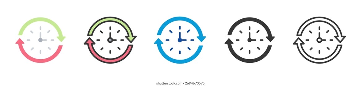 ícone de atualizações em tempo real definir coleção de vários estilos