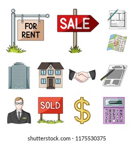 Realtor, agency cartoon icons in set collection for design. Buying and selling real estate vector symbol stock  illustration.