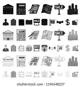 Realtor, agency cartoon icons in set collection for design. Buying and selling real estate vector symbol stock web illustration.